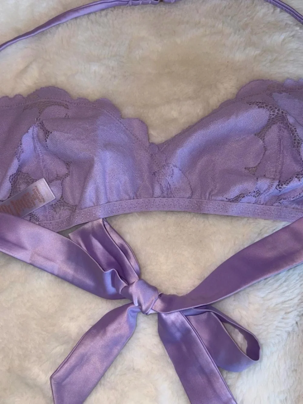 Savage X Fenty Lavender Lace Bralette with Satin Back Tie